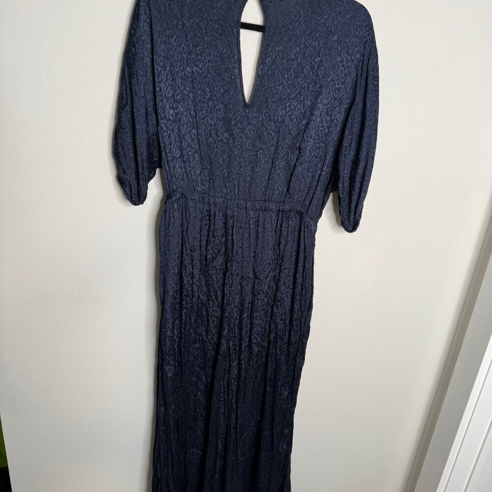 Maeve Anthropologie Jacqueline Jacquard Jumpsuit Blue Animal Print Wide Leg M - Picture 3 of 7